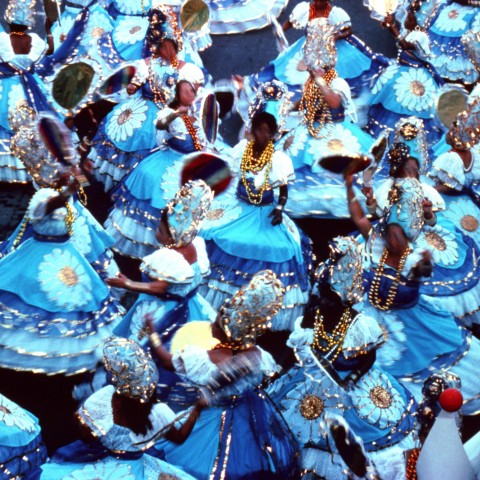 Several Samba Dancers Dressed in Blue