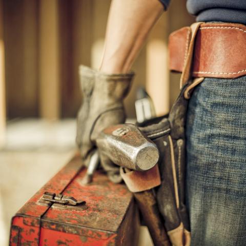 Up-close Image of a Man in Work Gear