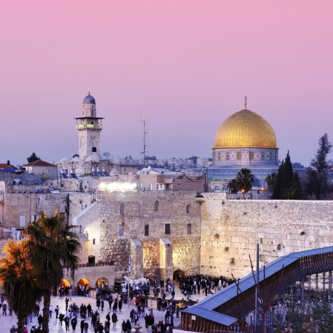 An Image of David’s Tower and the Wailing Wall in Jerusalem
