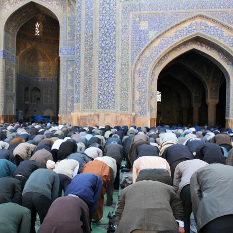 Muslims Gathered at a Mosque for the Eid al-Adha prayer