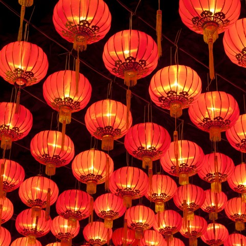 Paper Lanterns For the Spring Lantern Festival in Hong Kong