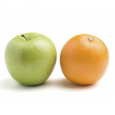 A Green Apple and An Orange