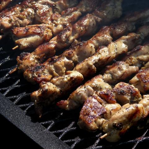 Meat Kabobs on a Barbecue