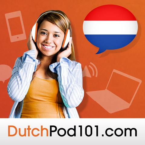 A DutchPod101 Image with a Woman Listening to Something with Headphones