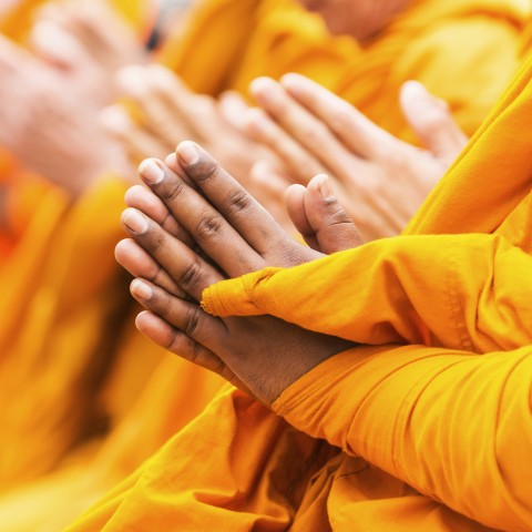 Buddhist Monks with Palms Together