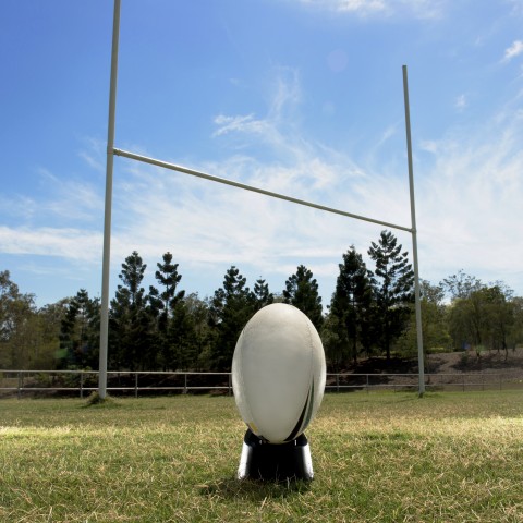 A Football Set Up For a Field Goal