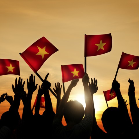 People Waving the Vietnamese Flag