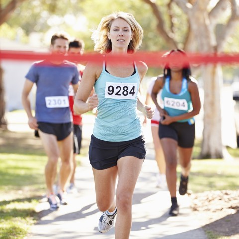 A Woman about to Cross the Finish Line