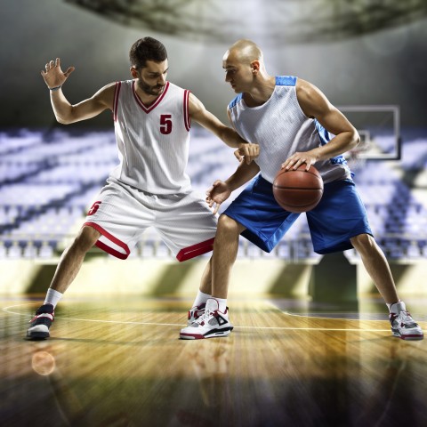 Two Men in a Basketball Game