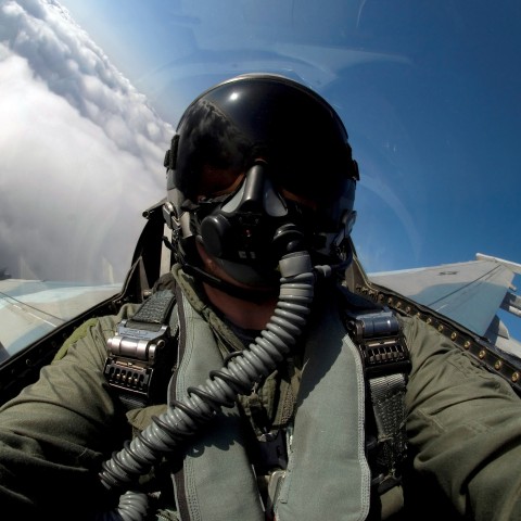 Fighter Plane Pilot in the Cockpit