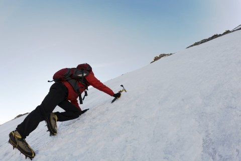 Man Climbing Ice