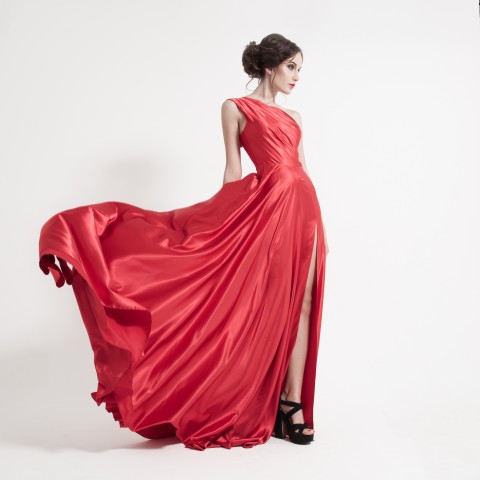 Woman in Long Red Dress