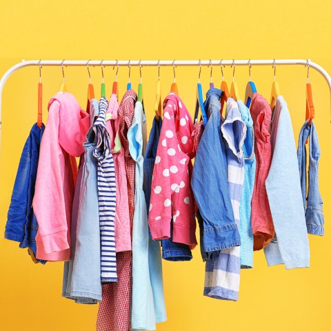 Clothes Hanging on a Rack