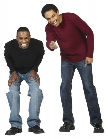 Two Men Pointing and Laughing at Something