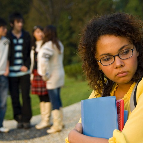 A Woman Apart from a Larger Group