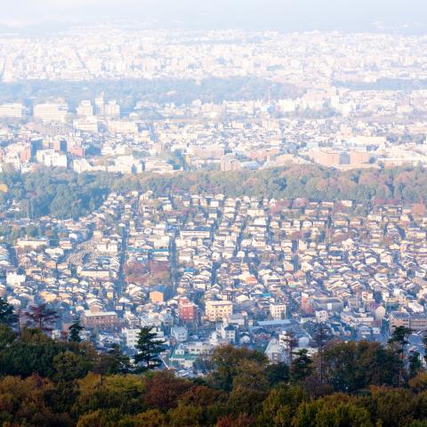 A scene of Kyoto from above