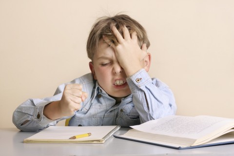 Boy Frustrated with Homework