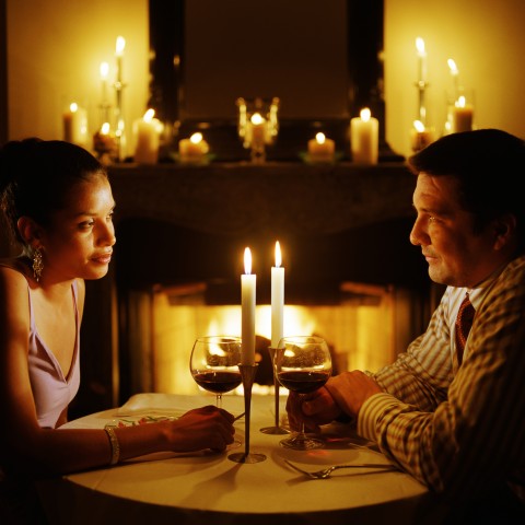 A Couple Enjoys a Romantic Dinner.