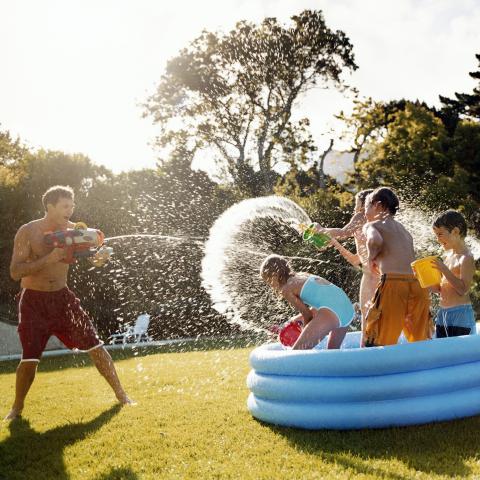 People Having a Water Fight