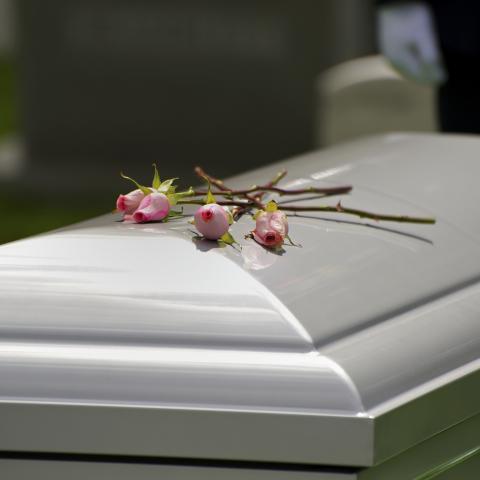 A Casket in a Cemetery