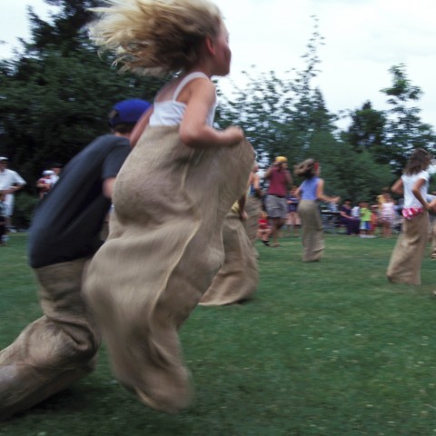 Having a Sack Race