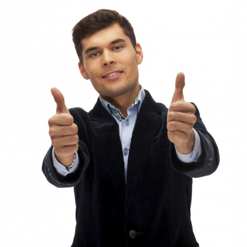 A Man Posing with Both Thumbs Up