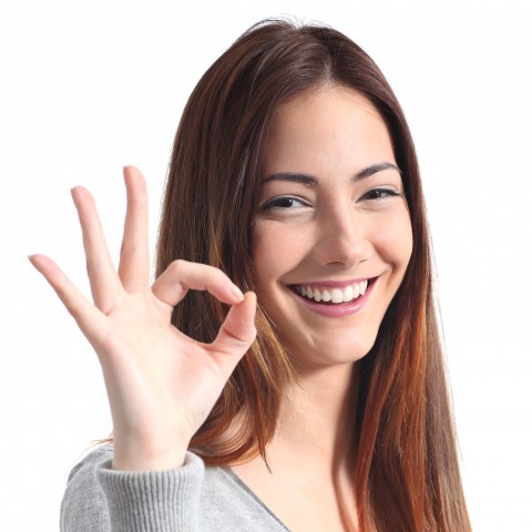 Woman Showing OK with One Hand