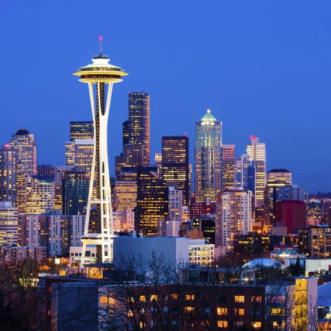 The Seattle Skyline at Night.