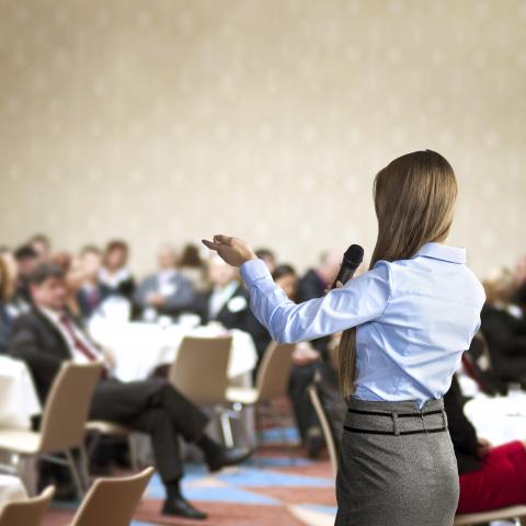 A Businesswoman Giving a Speech