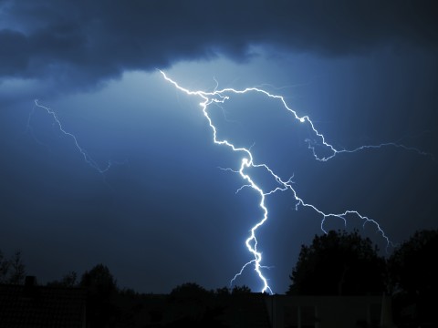 Huge Lightning Strike on Dark Night