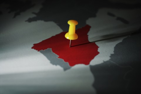 Yellow Pin on Spanish-speaking Region