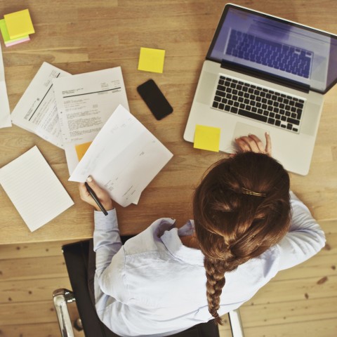 A Woman Working on Her Laptop