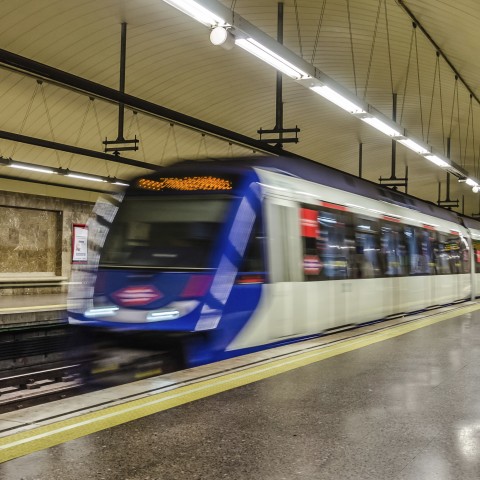 An Express Train Moving Quickly