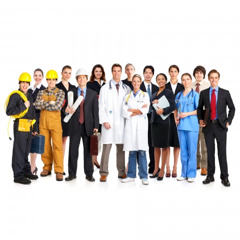 Several People Dressed in the Work Attire of Different Occupations