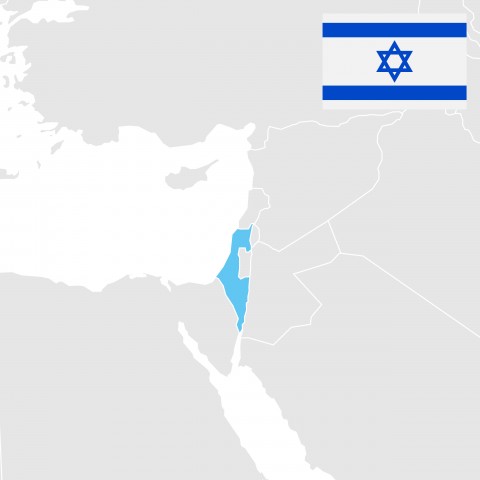 Map of Israel with Flag