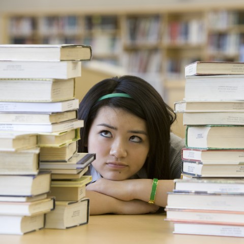 Girl Stressed about Studying