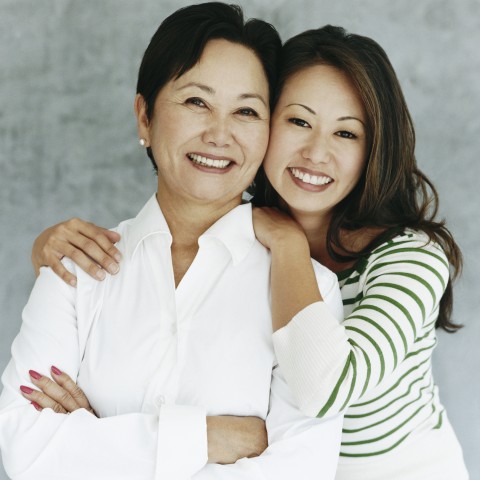 Mother and Daughter Smiling