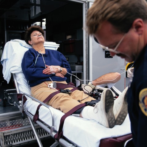 Injured Woman In An Ambulance