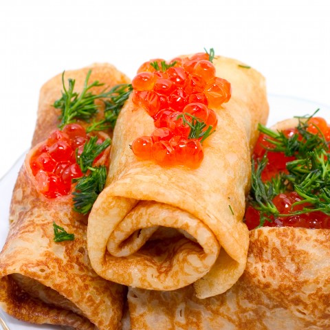 Russian Pancakes with Red Caviar