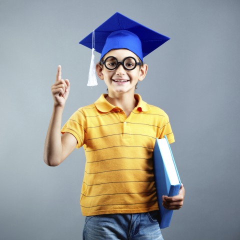 Boy Dressed Up as College Graduate