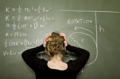 A Woman Solving Mathematics Problem