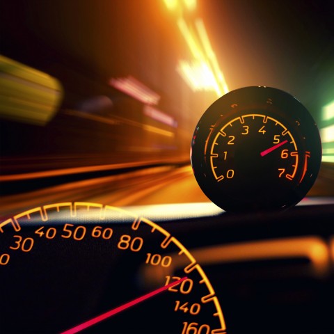 The Speedometer and Gear Indicator of a Car