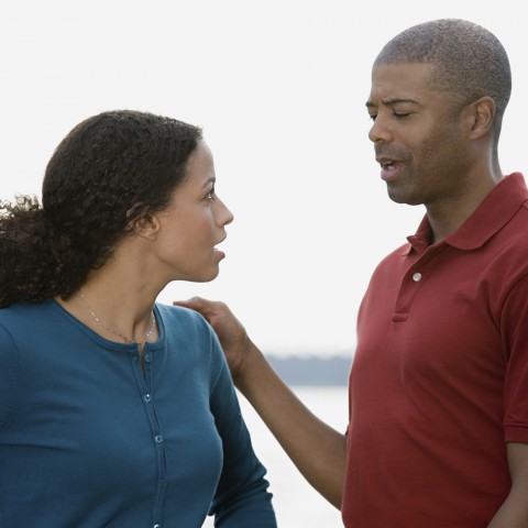 Man and Woman Having Uncomfortable Conversation