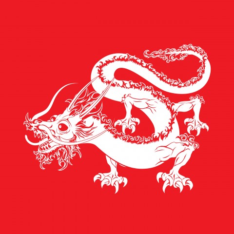 Dragon Image on Red Background