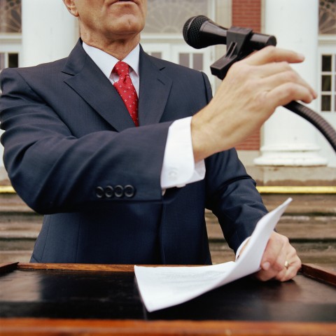 A Speaker in Front of a Microphone