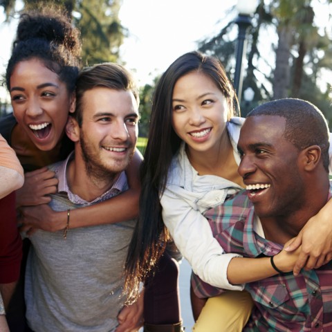 Two Couples, with the Women Embracing the Men from Behind