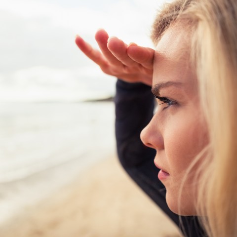 Woman Looking Ahead to Something