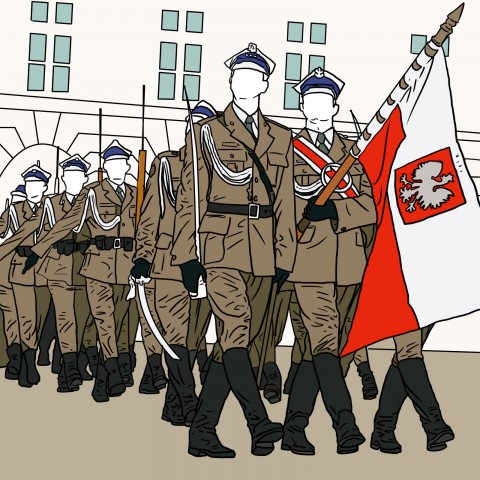 Polish soldiers marching