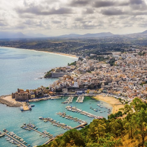 View of the Sicilian Coast on a Cloudy Day.