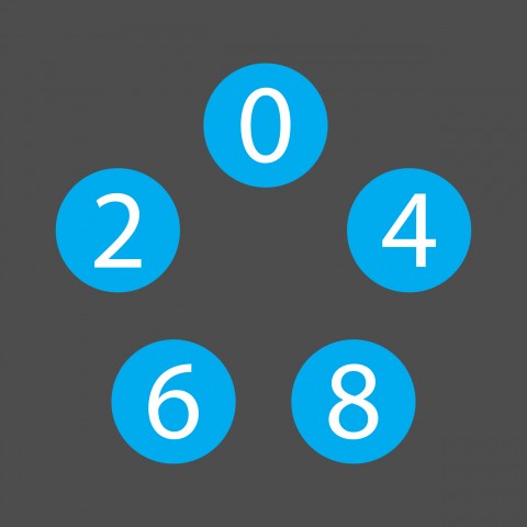 Five Even Numbers in Blue Balls